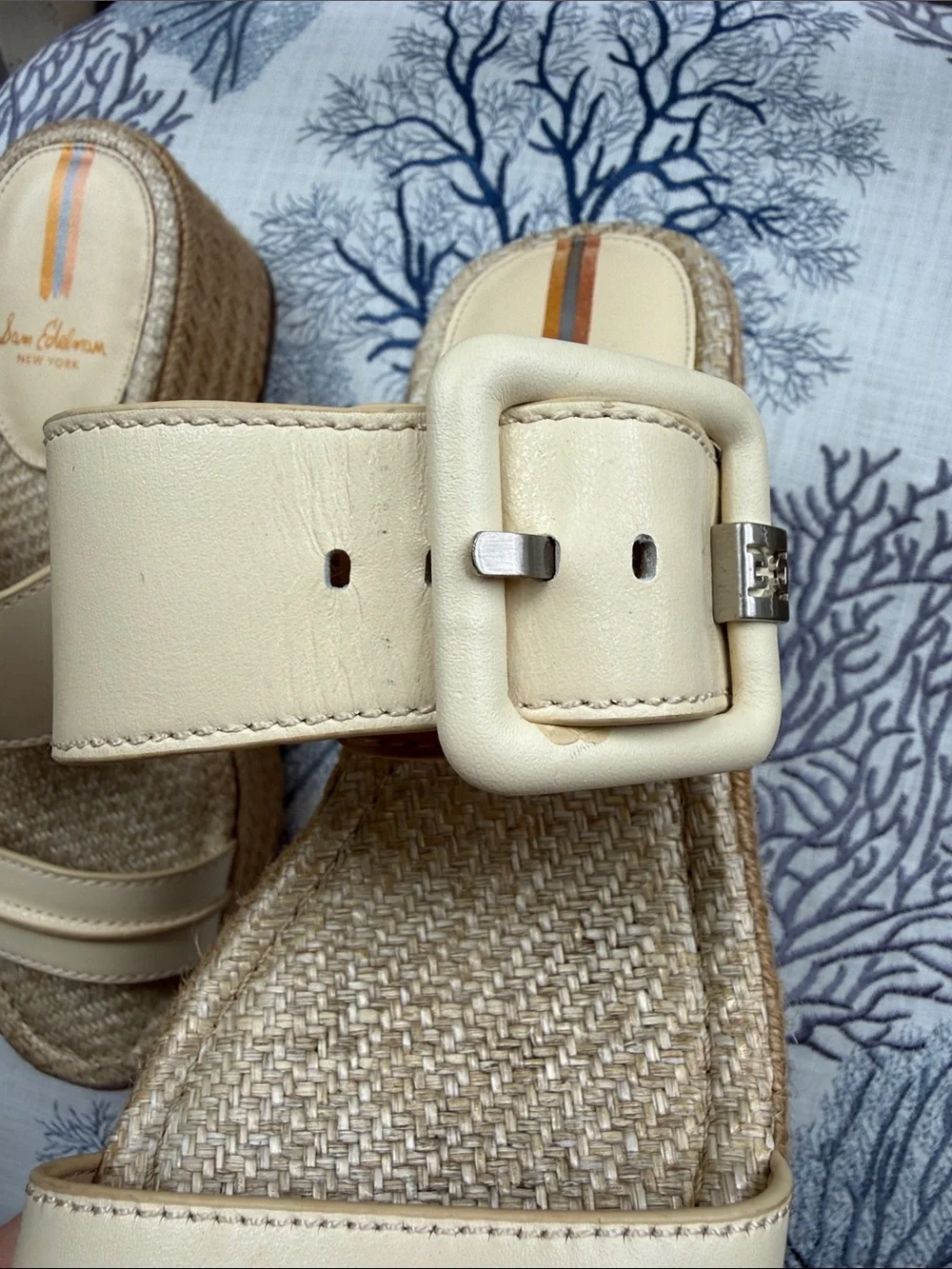 Sam Edelman Carson Espadrille Wedge Sandals Bleached Wheat Size 8